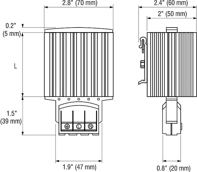 PTC Nema enclosure Heaters drawing